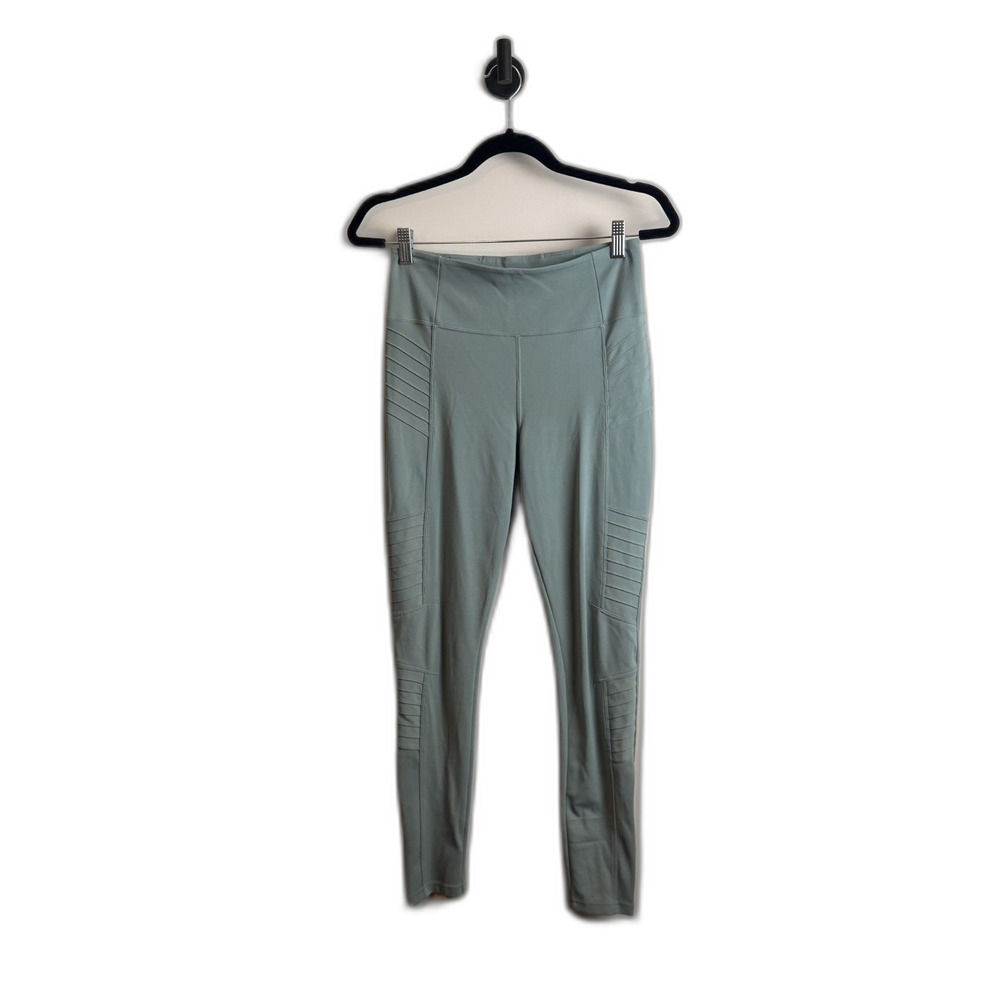 Athleta Delancey Moto Tight Leggings Women Small Green High Rise Zip Ankle 27” - Picture 15 of 16